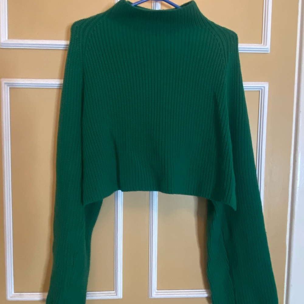 L'Academie Green Ribbed Sweater